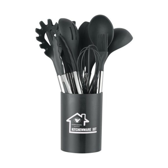 11 PCS Silicone Utensils Set Food Grade Steel Handle Nonstick Baking Cooking - Picture 1 of 9